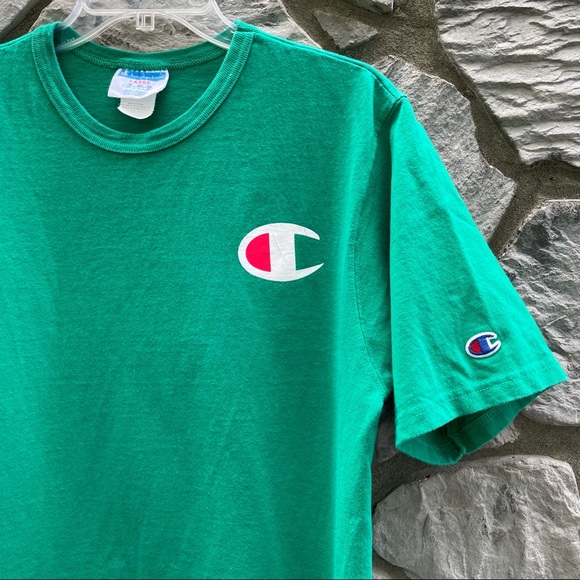 Green Champion Short Sleeve Logo Shirt Large - Picture 4 of 5